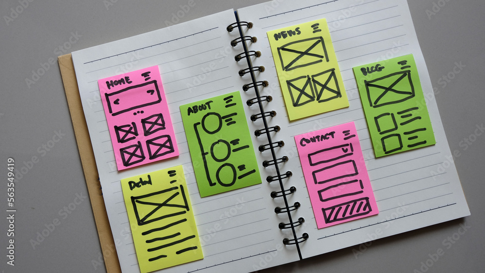 Draft sketch drawing template layout framework wireframe. User