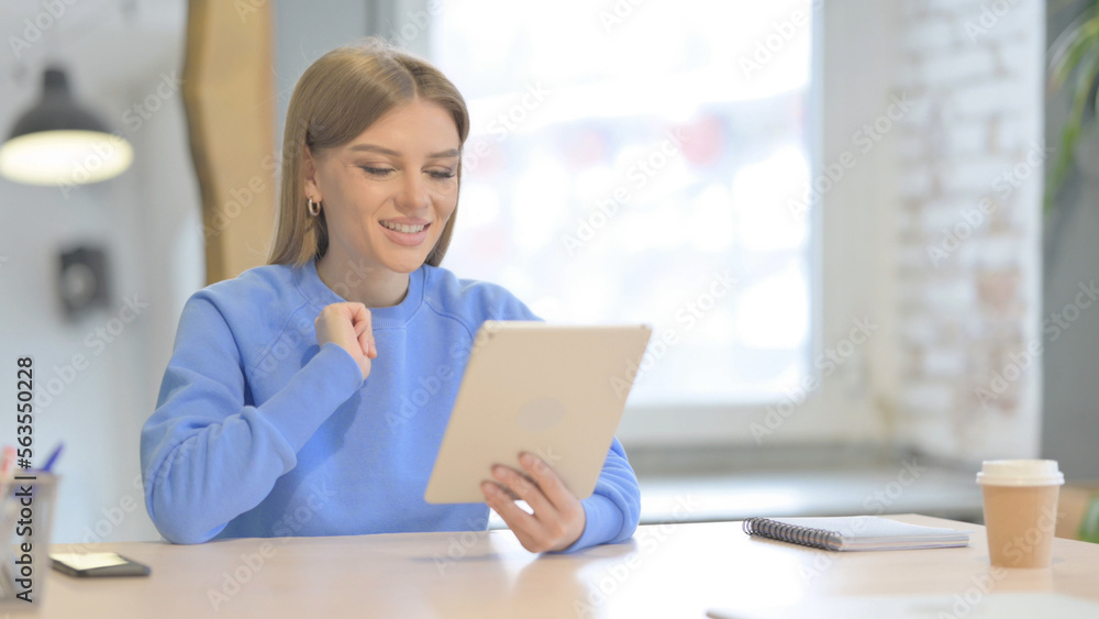 Online Video Chat on Tablet by Woman Online Video Chat on Tablet by Woman