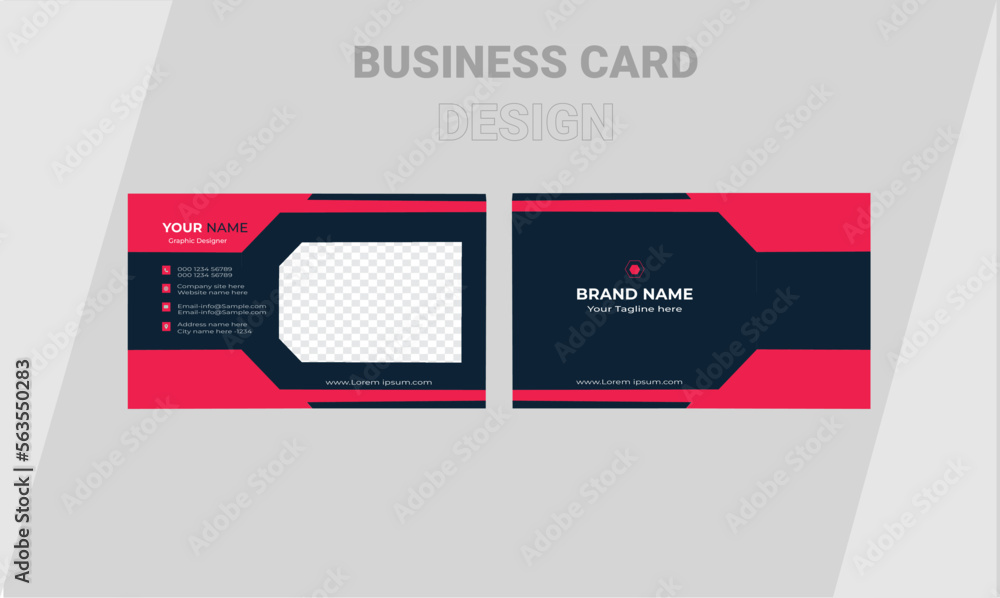 Red modern creative  and clean corporate business card .double sided business card design template.

