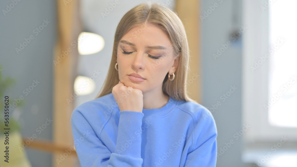 Woman Sleeping while Sitting in Creative Place Woman Sleeping while Sitting in Creative Place