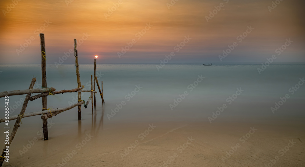 sunrise over the sea in puri beach