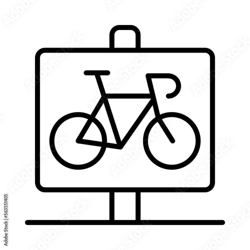 Bike-Sign Isolated Silhouette Solid Line Icon with bike-sign, bicycle, bike, bike-lane, roads, traffic Infographic Simple Vector Illustration