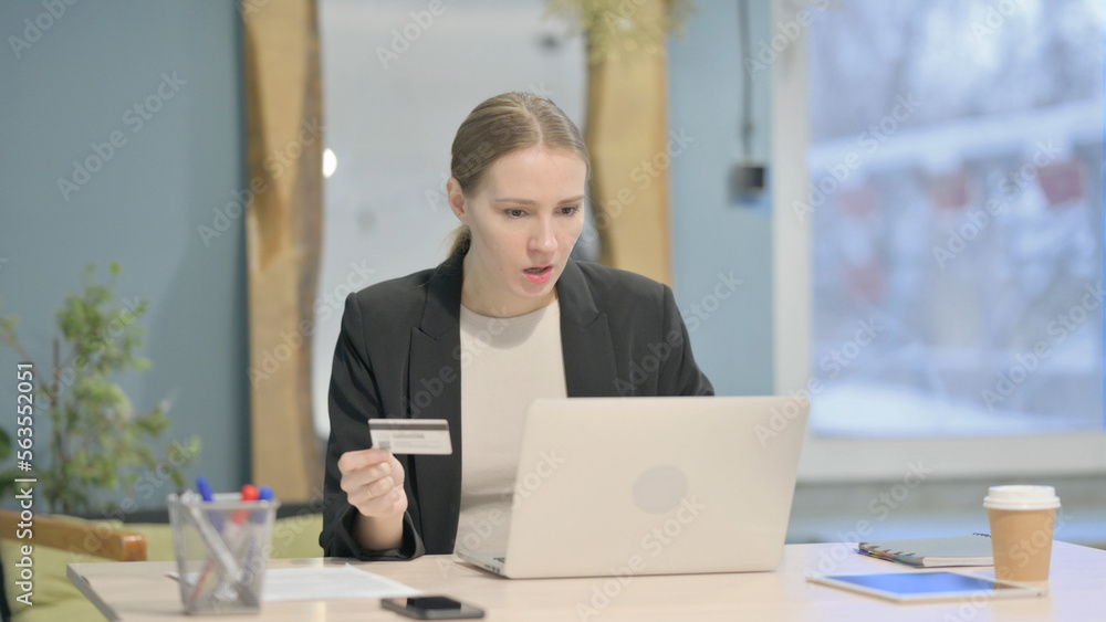 Businesswoman Unable to make Online Payment on Laptop Businesswoman Unable to make Online Payment on Laptop