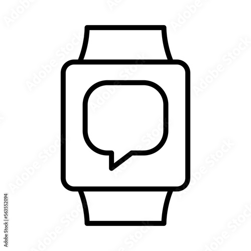 Message Isolated Silhouette Solid Line Icon with message, comment, smart-watch, social-media, text-message, watch Infographic Simple Vector Illustration