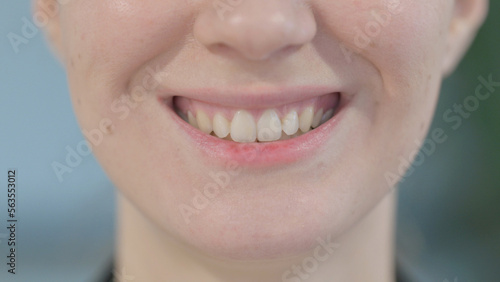 Close Up of Smiling Female Lips
