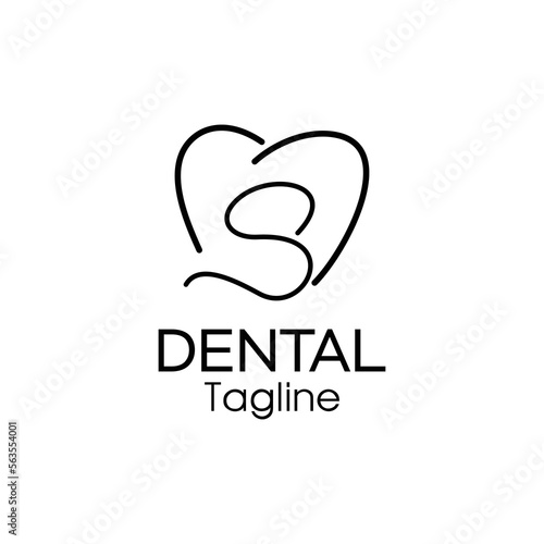 line art letter s dental logo design