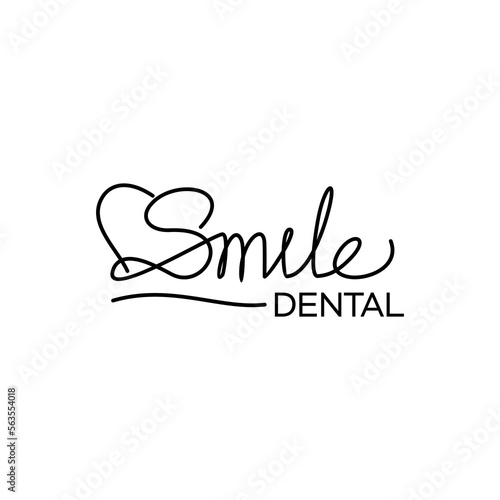 line art letter smile dental logo design