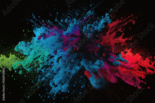 Splattered paint on a black background (Generative Art AI)