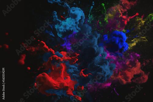 Splattered paint on a black background (Generative Art AI)