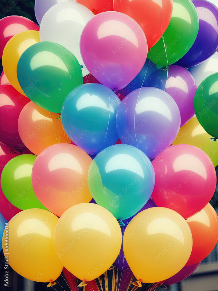 Many colorful balloons. Generative AI Many colorful balloons. Generative AI