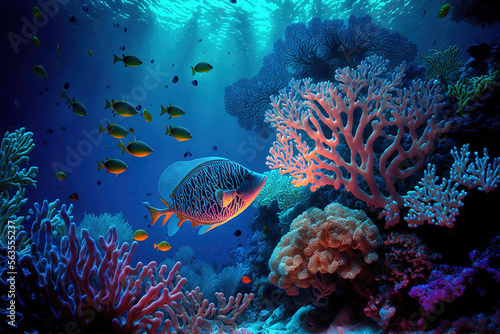 coral reef in the sea. Generative AI