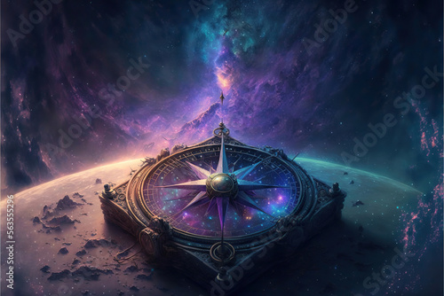 Old magical fantasy compass, Generative AI