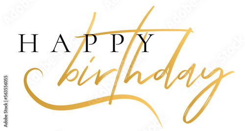 Photography Happy birthday handwritten text lettering on white background.