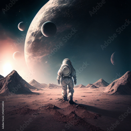 Astronaut walking in space, generative ai © AI BLONDY