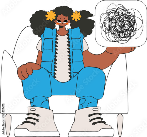 The woman demonstrates that his thoughts are confused. A person consumed by a sense of hopelessness and despair.