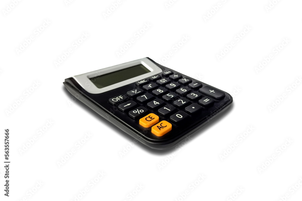The black calculator isolated on white background. The black calculator isolated on white background.
