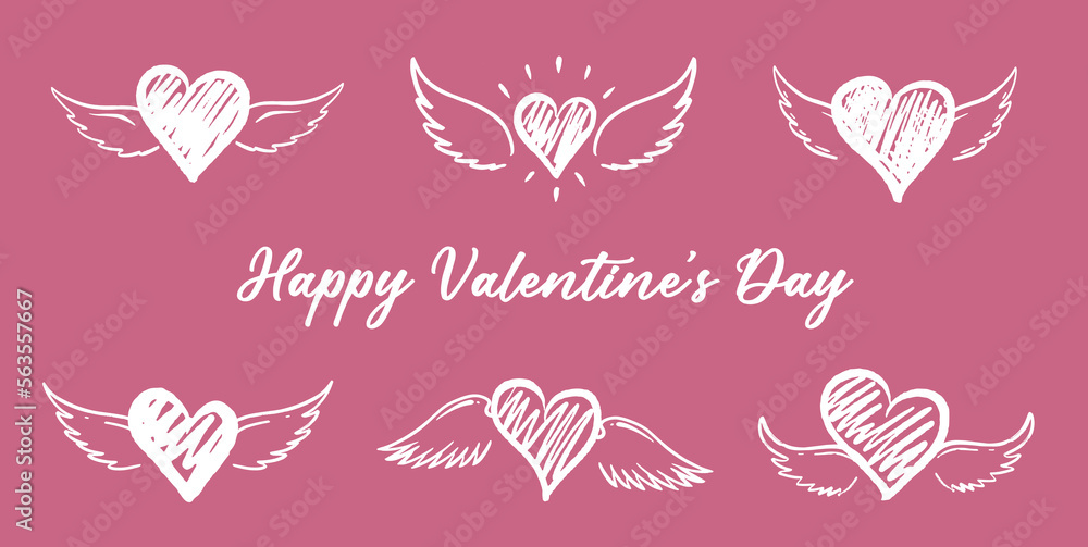 Heart with angel wings, hand drawn. Heart with angel wings, hand drawn.