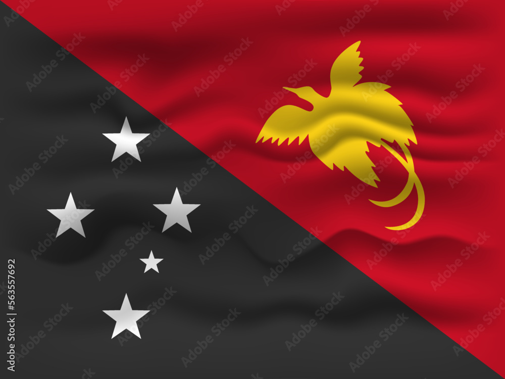 Waving flag of the country Papua New Guinea. Vector illustration. Waving flag of the country Papua New Guinea. Vector illustration.