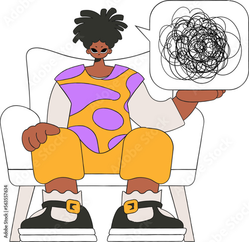 The man demonstrates that his thoughts are confused. A person consumed by a sense of hopelessness and despair.