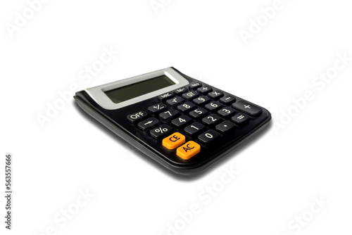 The black calculator isolated on white background.