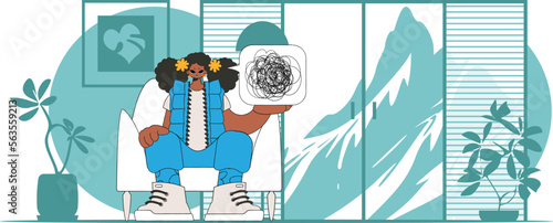 A person consumed by a sense of hopelessness and despair. The girl demonstrates that he is trying to unravel his tangled thoughts.