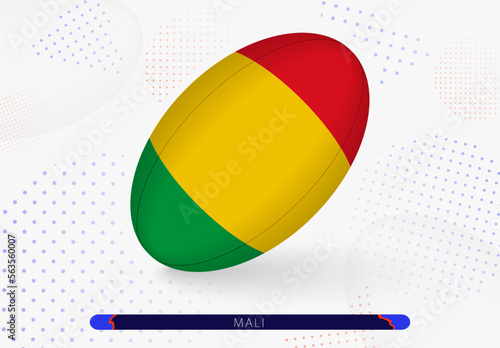 Rugby ball with the flag of Mali on it. Equipment for rugby team of Mali.