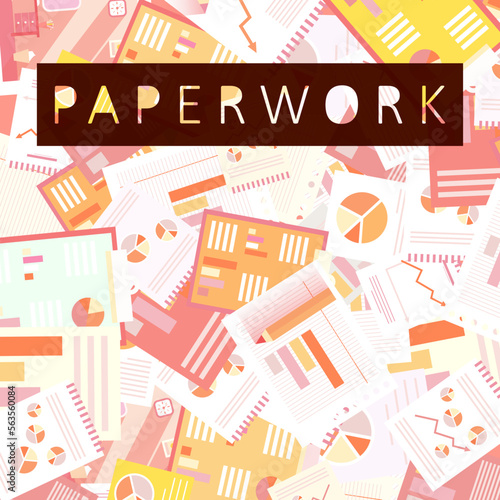 Paperwork concept with documents - retro style vector illustration