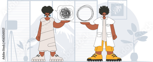 Topic Help A person consumed by a sense of hopelessness and despair. The psychologist doctor unpacks a tangle of thoughts. The patient shows that he is trying to understand something.