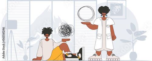 Topic Help A person consumed by a sense of hopelessness and despair. The doctor unpacks the tangle of thoughts. The patient shows that he is immersed in his thoughts.