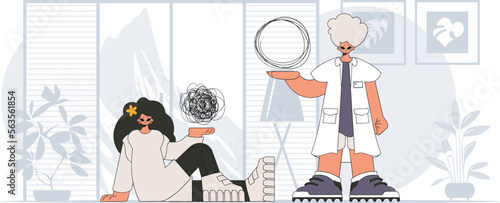 Topic Help A person consumed by a sense of hopelessness and despair. The psychologist doctor unpacks a tangle of thoughts. The patient shows that he is lost in the depths of his own mind.