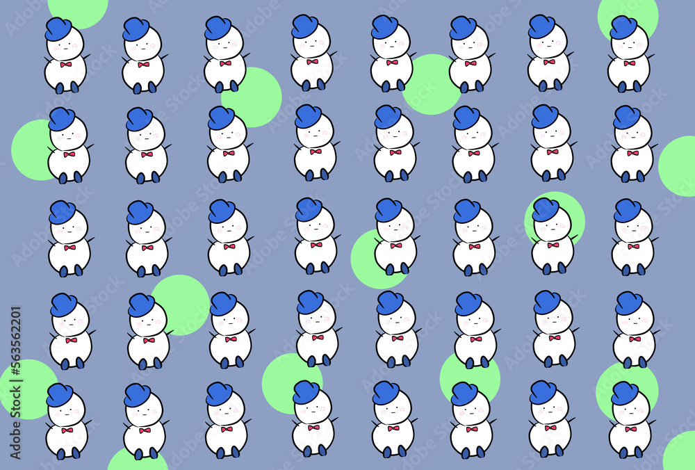Obraz premium pattern snow man background material illustration
