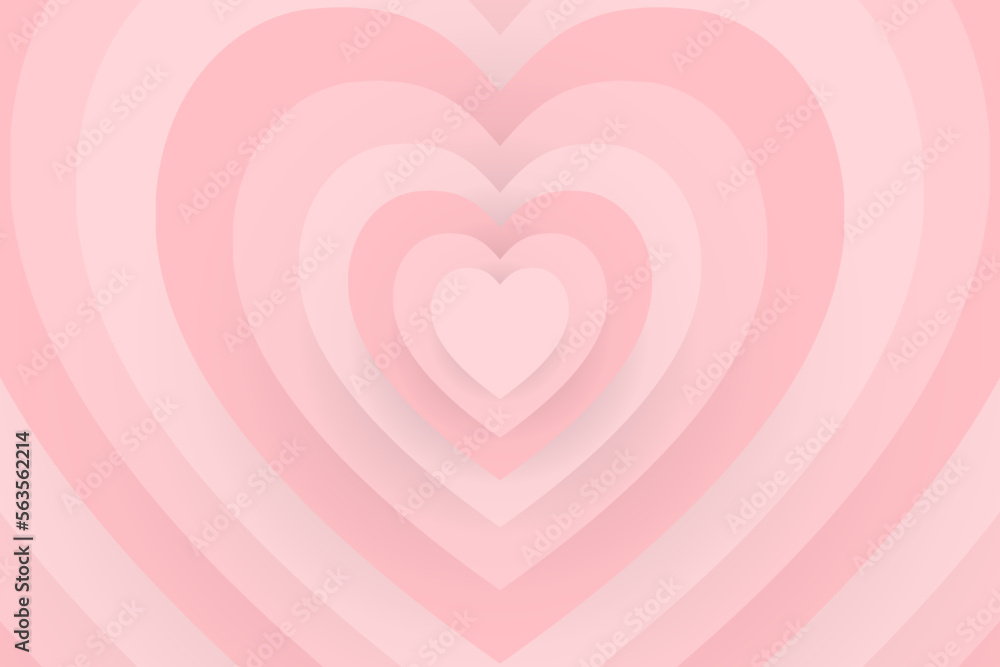 Vector illustration pink heart striped pattern 3d shape shell style,Heart love abstract Vector illustration pink heart striped pattern 3d shape shell style,Heart love abstract