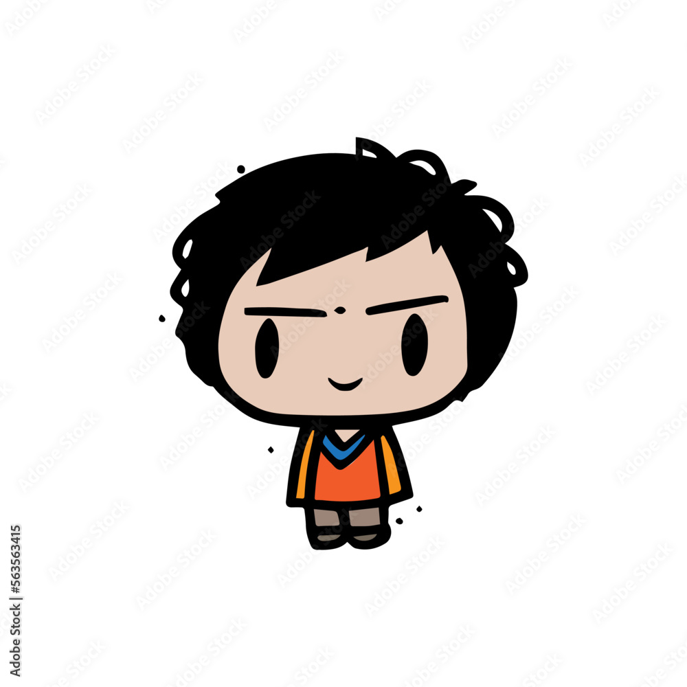 Cute little boy. Chibi style. Design element for logo.