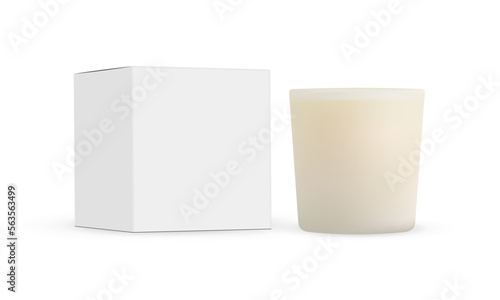 Scented Candle With Packaging Box Mockup, Isolated on White Background. Vector Illustration