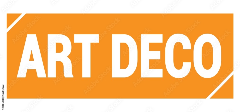 ART DECO text written on orange stamp sign. ART DECO text written on orange stamp sign.