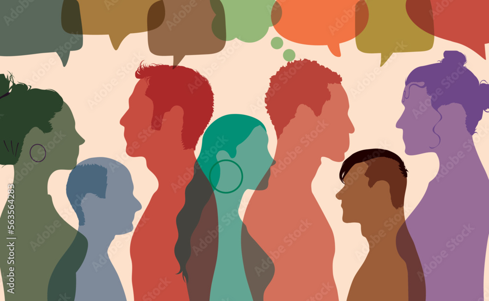 People from diverse backgrounds are represented in the network profile and the community. Vector Illustration. Information about social networks. People communicate with each other.