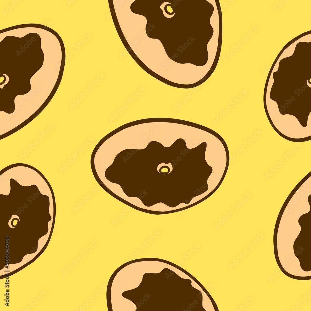 Donuts pattern. Vector illustration in cartoon flat style isolated on yellow background