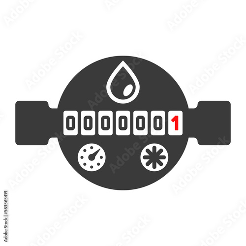 Water meter glyph icon isolated on white background.Vector illustration.