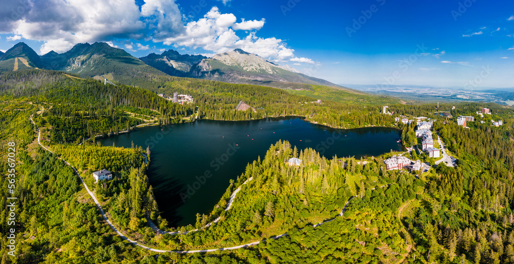 Fototapeta premium Wonderful mountain lake in National Park High Tatra, Strbske Pleso, Slovakia