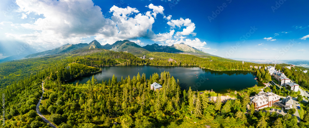 Wonderful mountain lake in National Park High Tatra, Strbske Pleso, Slovakia