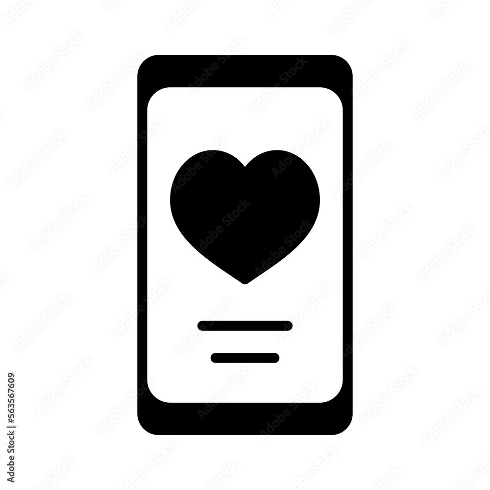 Heart smartphone icon, romantic telephone call Heart smartphone icon, romantic telephone call