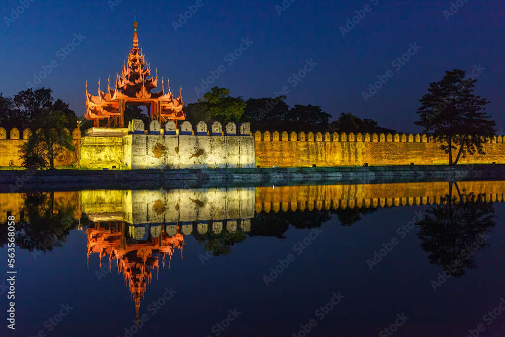 The royal palace of Mandalay in Myanmar