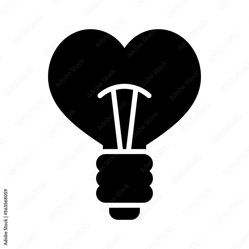 Heart shape in light bulb vector icon isolated Heart shape in light bulb vector icon isolated