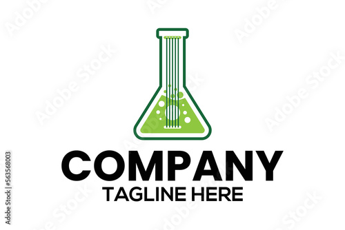 logo chemical tube with green liquid combined with guitar