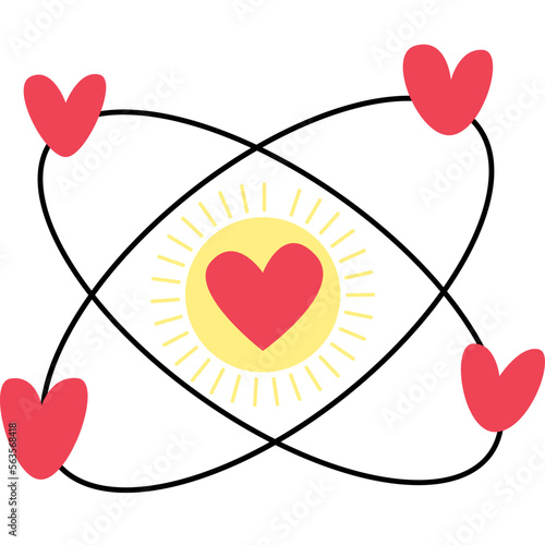 cute cartoon design solar system using hearts instead of stars. Love revolves around. love from within.  For Valentine's Day, decorate the wedding card. or about love.