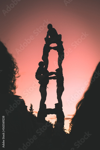 silhouette of catalan castells photo