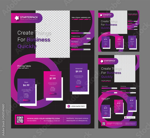 Modern StarterPack in Purple Gradient for Quicker Promotion Needs - Modern lights designs for Flyer, Social Media Post Feed & Story