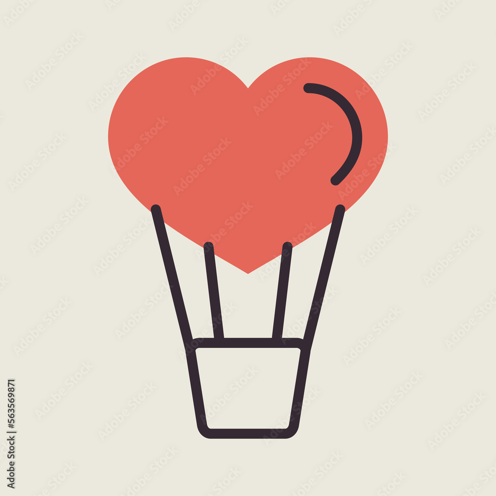 Heart air balloon vector isolated icon Heart air balloon vector isolated icon