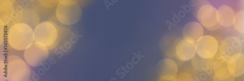 Banner with golden bokeh on purple backgrpund for design copy space