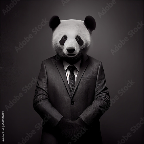An elegant panda in tuxedo